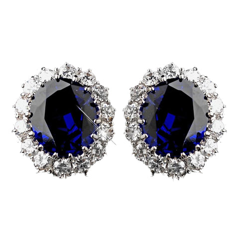 Silver Sapphire Kate Middleton Inspired Bridal Wedding Earrings 5015