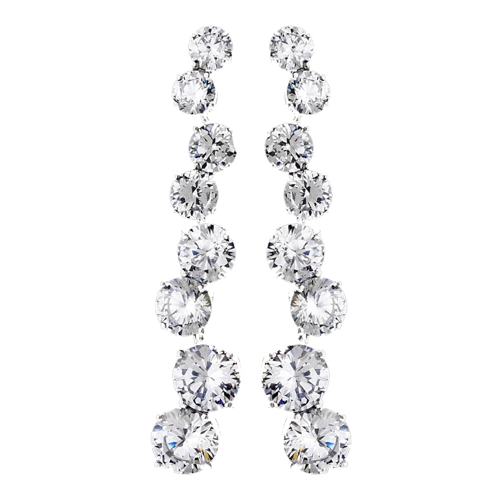 Dazzling Silver Clear CZ Bridal Wedding Earrings 5107