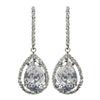 Fabulous Antique Silver Clear CZ Drop Bridal Wedding Earrings 5172