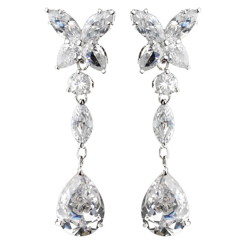 Atnique Silver Clear Cubic Zirconia Bridal Wedding Earrings E 5203