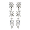Antique Silver Clear Floral CZ Stone Bridal Wedding Earrings 5215