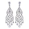 Fabulous Silver Clear CZ Chandelier Bridal Wedding Earrings 5554