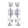 Glamorous Silver Clear CZ Dangle Bridal Wedding Earrings 5820