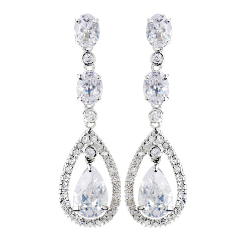 Silver Clear CZ Crystal Bridal Wedding Earrings 5878