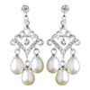 Antique Rhodium Small Freshwater Pearl Drop Chandelier Bridal Wedding Earrings 6524