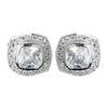 Antique Rhodium Silver Clear CZ Crystal Cut Stud Bridal Wedding Earrings 7410