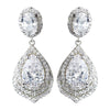 Antique Rhodium Silver Clear CZ Crystal Bridal Wedding Earrings 7412
