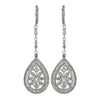 Rhodium Clear Encrusted CZ Crystal Dangle Bridal Wedding Earrings 7426