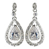 Rhodium Clear Teardrop CZ Crystal Drop Bridal Wedding Earrings 76018
