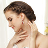 Antique Rhodium Silver Emerald Tear Drop Encrusted CZ Crystal Bridal Wedding Earrings 7761