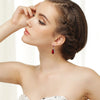Antique Rhodium Silver Sapphire Drop CZ Crystal Bridal Wedding Earrings 7761