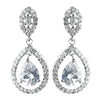 Antique Rhodium Silver Clear CZ Crystal w/ Teardrop Dangle Bridal Wedding Earrings 7762