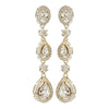 Gold Teardrop & Oval Pave Encrusted CZ Crystal Flower Dangle Earring 7763