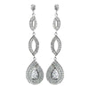 Antique Rhodium Silver Clear Teardrop Pave Drop Bridal Wedding Earrings 7787