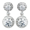 Antique Rhodium Silver Clear Solitaire Encrusted CZ Crystal Drop Bridal Wedding Earrings 7789