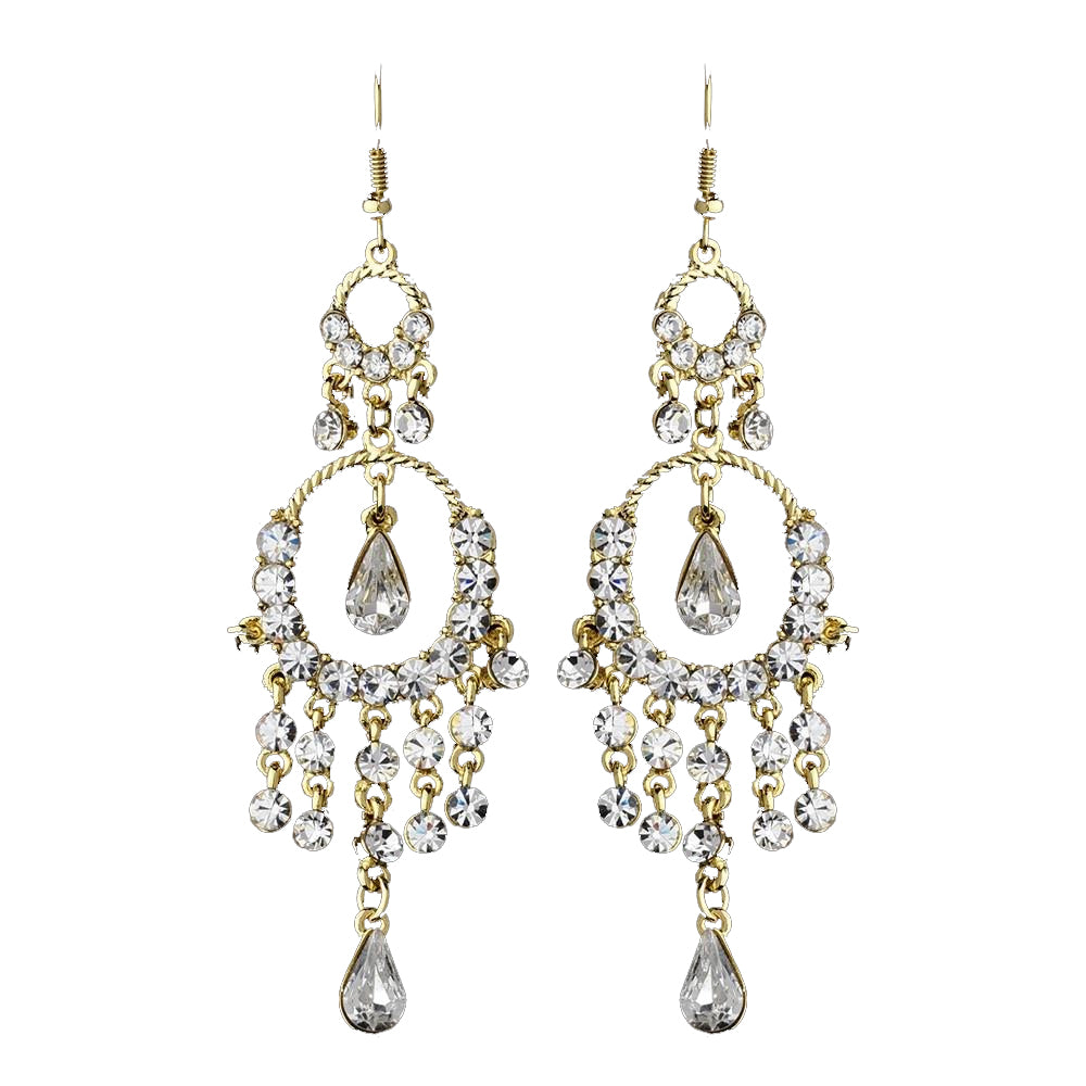 * Exquisite Gold Chandelier Bridal Wedding Earrings E 801