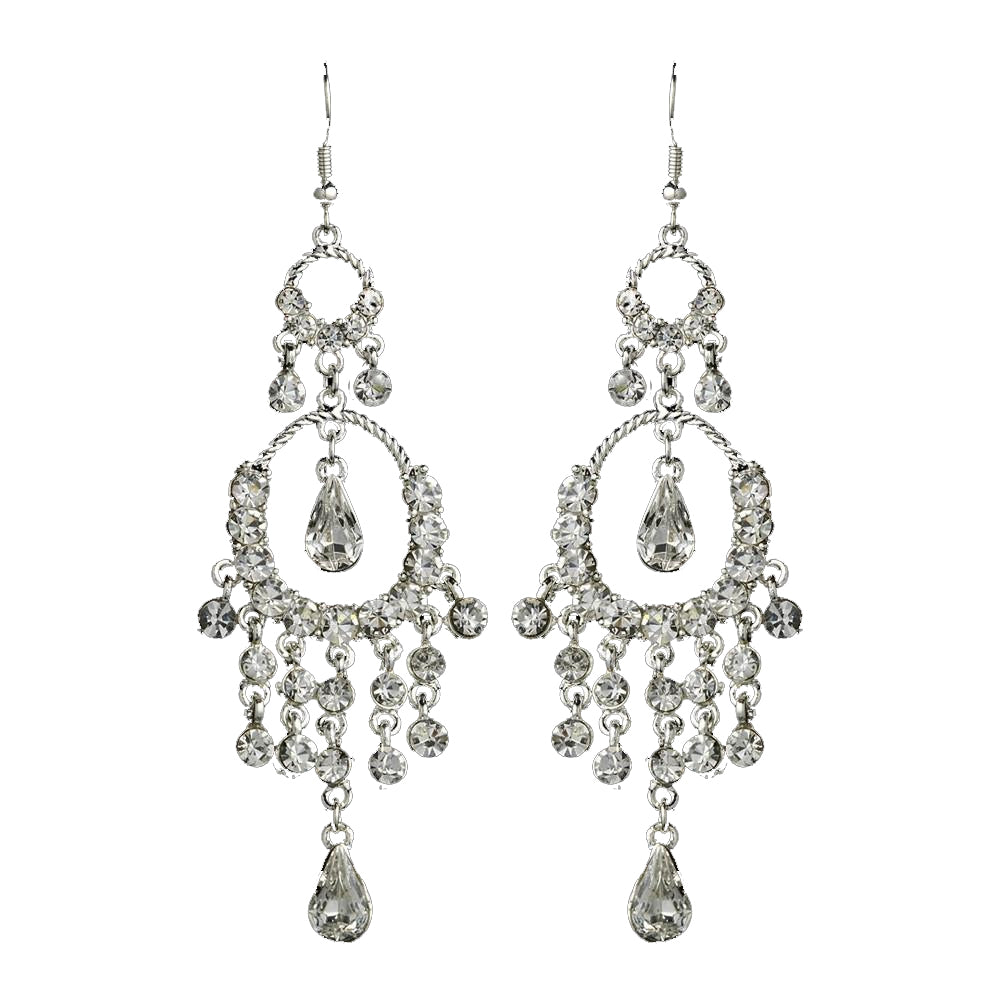 * Exquisite Silver Clear Crystal Chandelier Bridal Wedding Earrings E 801