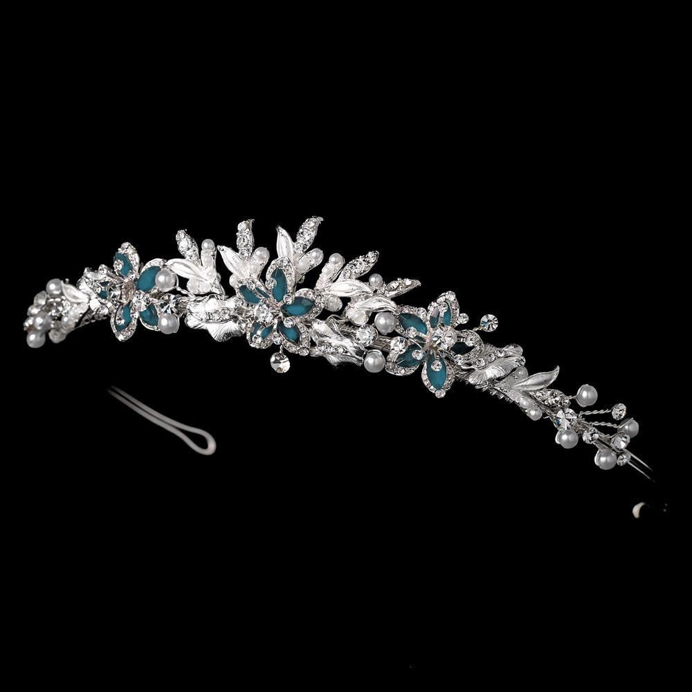 Blue Bridal Wedding Tiara Headpiece 8100