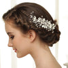 Crystal & Ivory Mother of Pearl Shell Bridal Wedding Hair comb 8133