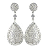 Rhodium Clear Pave Teardrop CZ Crystal Drop Bridal Wedding Earrings 82009