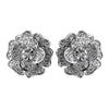 Rhodium Clear CZ Crystal Rose Bridal Wedding Hair Clip On Stud Bridal Wedding Earrings 82010