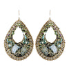 Gold Olive Green Beaded & Rhinestone Hand Made Fashion Chandelier Bridal Wedding Earrings 82038