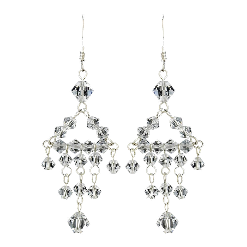 * Silver Chandelier Design Swarovski Crystal Beads Earring 8266