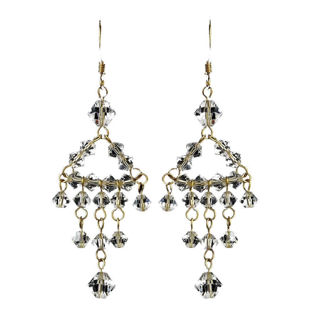* Gold Chandelier Design Swarovski Crystal Beads Earring 8266