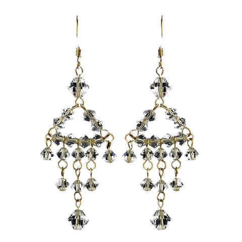 * Gold Chandelier Design Swarovski Crystal Beads Earring 8266