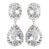 Ravishing Silver Clear CZ Bridal Wedding Hair Clip On Bridal Wedding Earrings 8483