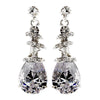 Silver Clear Crystal Swirl Bridal Wedding Earrings 8592