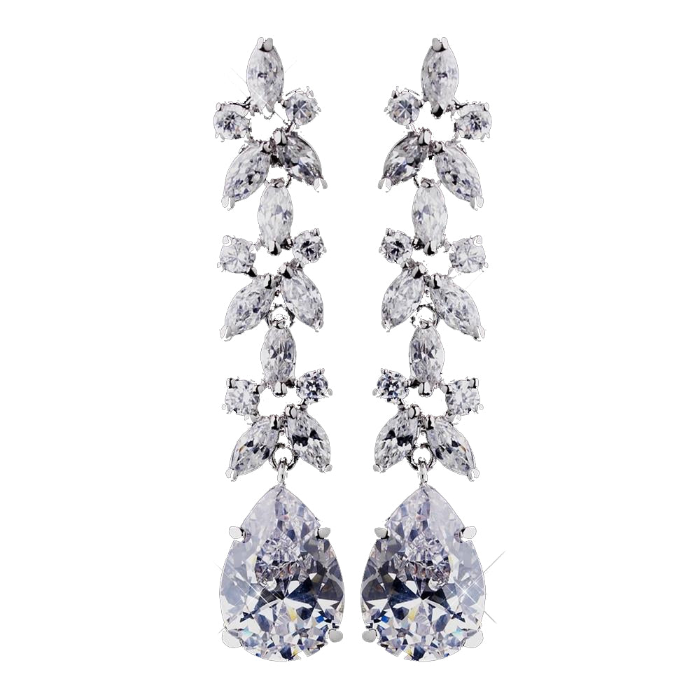 Fabulous Silver Clear CZ Bridal Wedding Earrings 8639