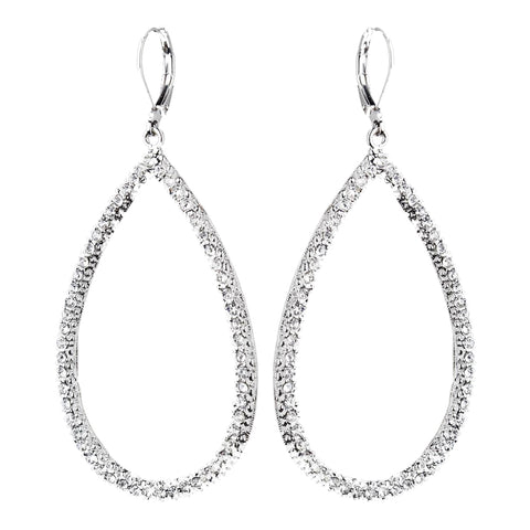 Silver Clear CZ Crystal Dangle Bridal Wedding Earrings 8716