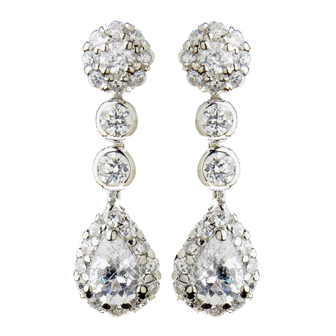 Silver Clear CZ Crystal and Rhinestone Bridal Wedding Earrings 8759
