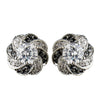 Silver Clear & Black CZ Stone Bridal Wedding Earrings 8785