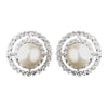 Antique Silver Ivory CZ Crystal Bridal Wedding Earrings 8902