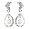 Antique Rhodium Silver Diamond White Freshwater Pearl Kate Middleton Inspired Bridal Wedding Earrings 8915