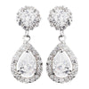 Antique Silver Clear CZ Crystal Bridal Wedding Earrings 8919