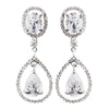 Antique Silver Clear CZ Crystal Bridal Wedding Earrings 8929