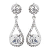 Antique Silver Clear CZ Crystal Bridal Wedding Earrings 8930