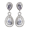 Antique Rhodium Silver Clear CZ Crystal Drop Bridal Wedding Earrings 8931