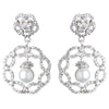 Rhodium Diamond White Pearl & CZ Drop Bridal Wedding Earrings 9218