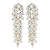 Gold Clear CZ Crystal Chevron Dangle Bridal Wedding Earrings 9397