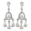 Rhodium Clear Teardrop CZ Crystal Chandelier Bridal Wedding Earrings 9410