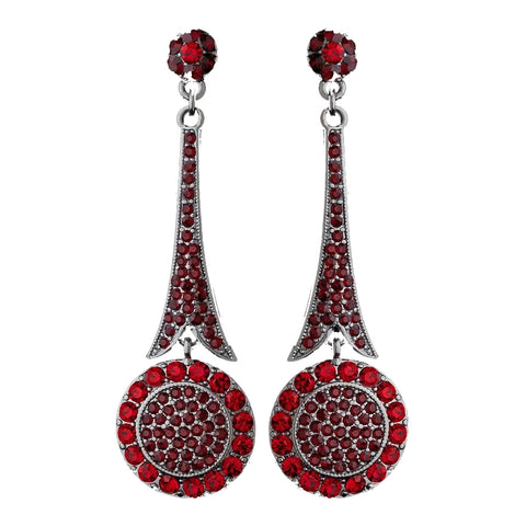 * Captivating Modern Red Crystal Bridal Wedding Earrings E 942