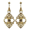 Gold Topaz Rhinestone Chandelier Bridal Wedding Earrings 954