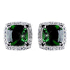 11mm Sterling Silver Princess Emerald CZ Crystal Stud Bridal Wedding Earrings