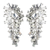 Rhodium Clear CZ Crystal Baguette Drop Bridal Wedding Earrings 9724