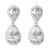 Rhodium Silver Teardrop CZ Bridal Wedding Earrings 9729