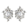 Rhodium Clear Oval & Marquise CZ Crystal Cluster Stud Bridal Wedding Earrings 9731